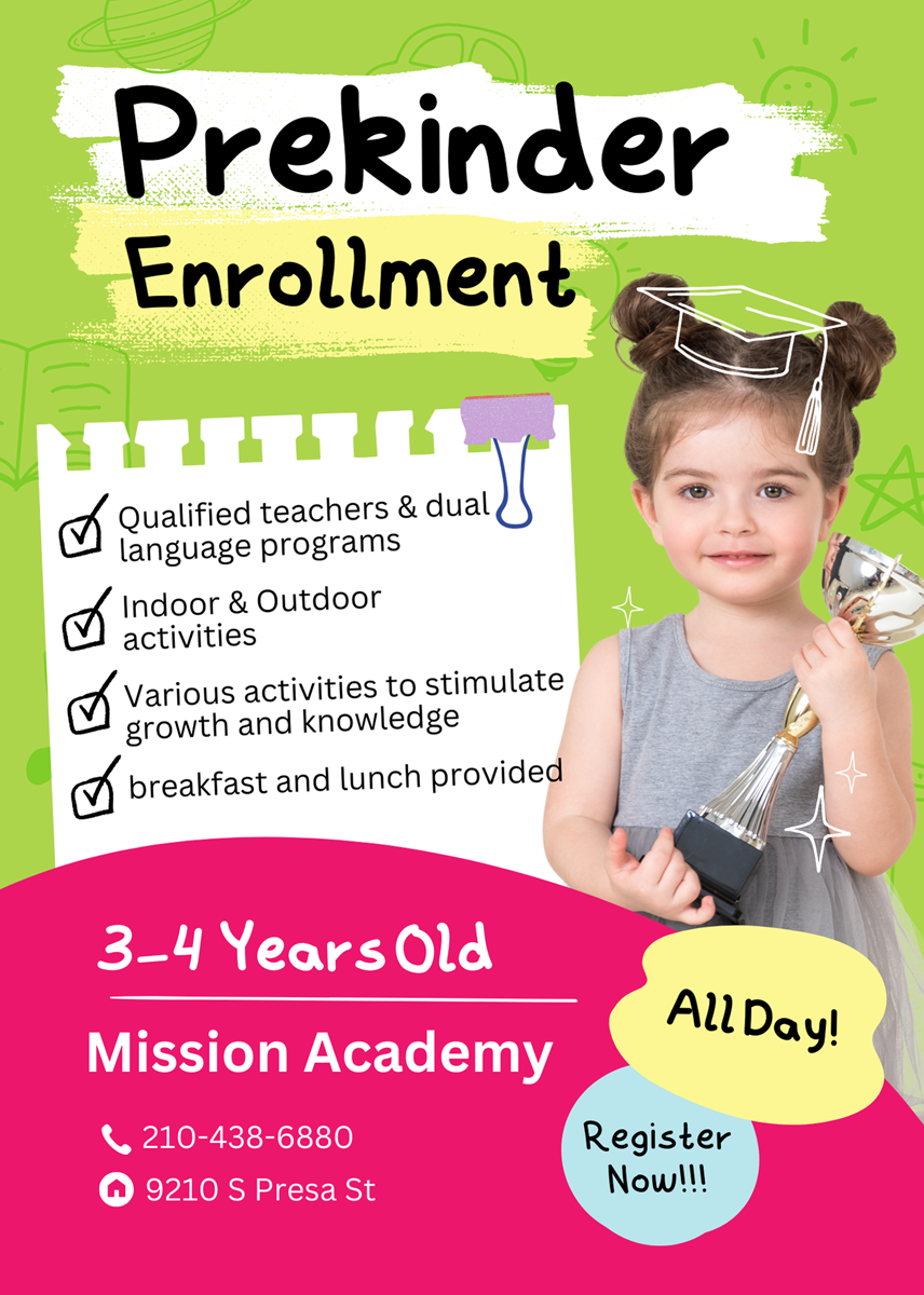 Prekinder enrollment for 3-4 years old